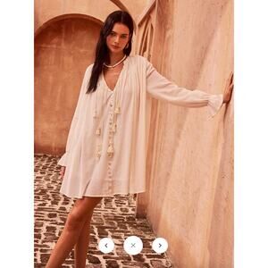 Commense Tasseled Button Cotton Mini Dress Sz M